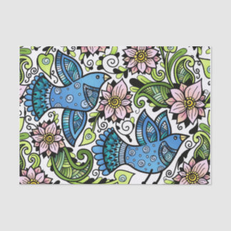 Blossom Spring _Chirping Birds and Flowers_Gift Tissue Paper