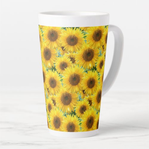Blossom Sunflowers on Teal Latte Mug