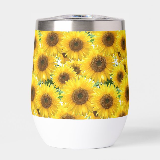 Blossom Sunflowers Thermal Wine Tumbler (Front)