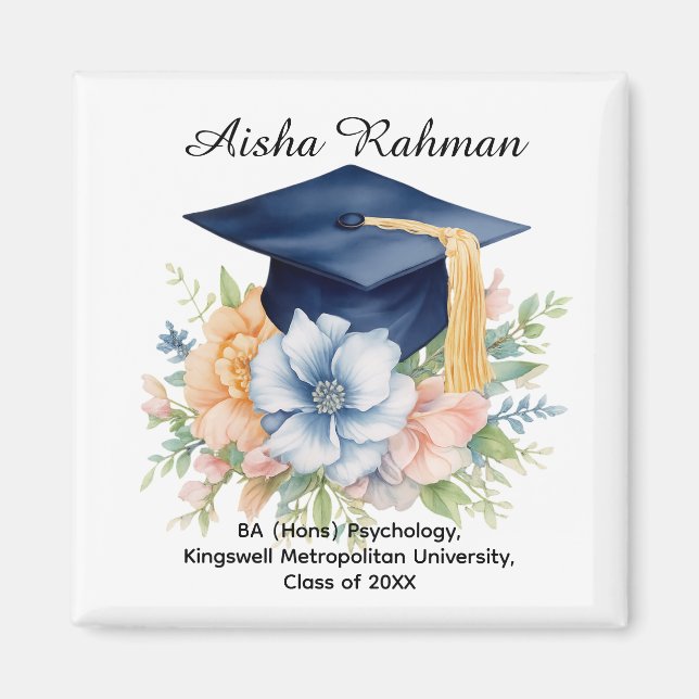 🎓Blossom & Tassel Graduation Mug Magnet (Front)