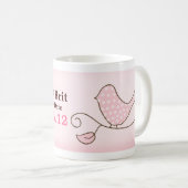 BLOSSOM TRENDY PINK BIRD PERSONALIZED Mug (Front Right)