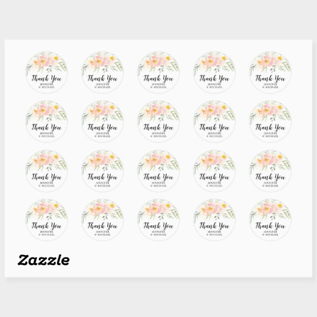 Blossom Wedding Thank You Favor Round sticker (Sheet)