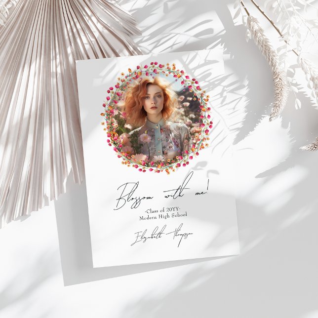 Blossom with Me Wildflower Graduation Photo Announcement (Blossom with Me Wildflower Graduation Photo Announcement)