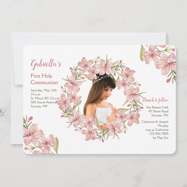 Blossom Wreath Photo Invitation (Front)