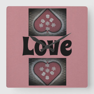 Blossomed Hearts Square Wall Clock