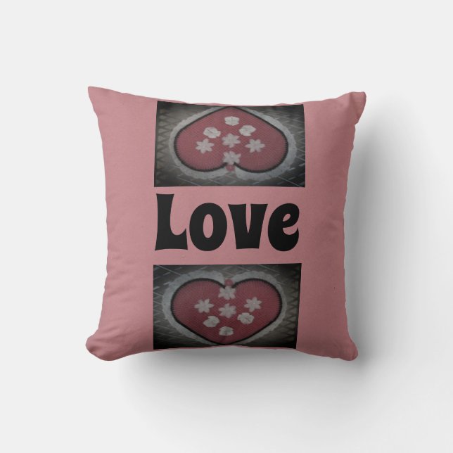 Blossomed Hearts Throw Pillow (Front)