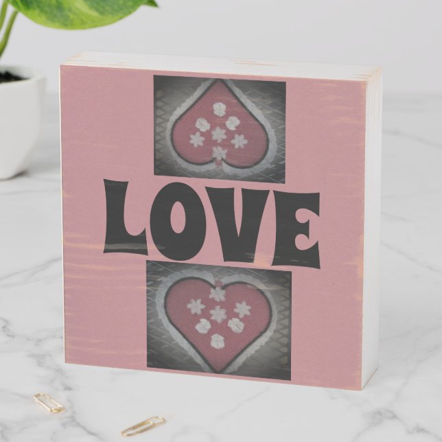 Blossomed Hearts Wooden Box Sign (In Situ Horizontal)