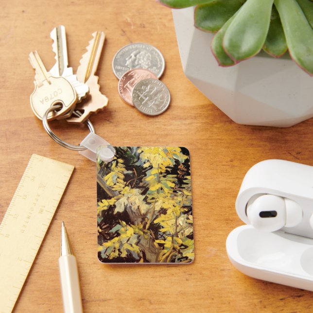 Blossoming Acacia Branches by Vincent van Gogh Keychain (Desk)