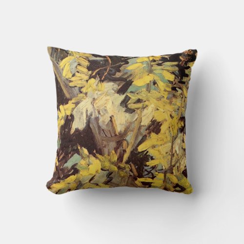 Blossoming Acacia Branches by Vincent van Gogh Throw Pillow