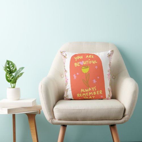 Blossoming Affirmation  Throw Pillow