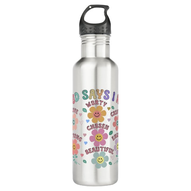 Blossoming Affirmations Thermal Tumbler Stainless Steel Water Bottle (Front)
