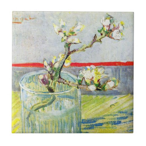 Blossoming Almond Branch by Vincent van Gogh Ceramic Tile