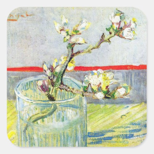 Blossoming Almond Branch by Vincent van Gogh Square Sticker