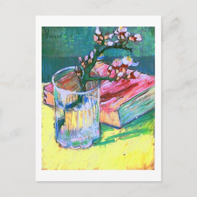 Blossoming Almond Branch Glass Book Van Gogh Fine Postcard (Front)