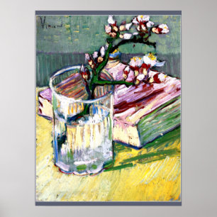 Blossoming Almond Branch with a Book Poster