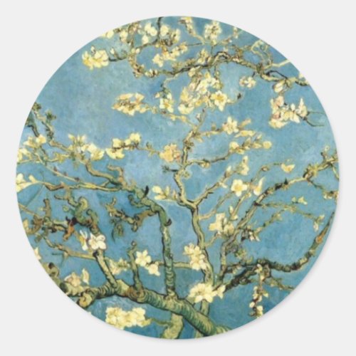 Blossoming Almond Tree by Van Gogh Classic Round Sticker