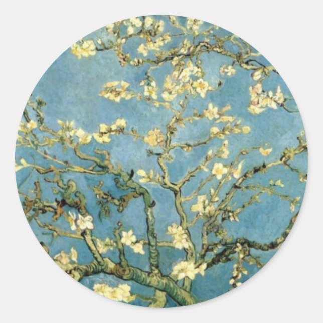 Blossoming Almond Tree by Van Gogh Classic Round Sticker (Front)
