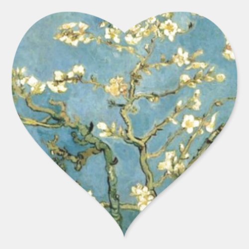Blossoming Almond Tree by Van Gogh Heart Sticker