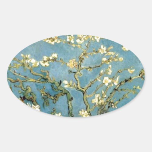 Blossoming Almond Tree by Van Gogh Oval Sticker