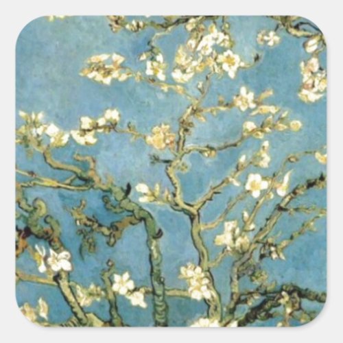 Blossoming Almond Tree by Van Gogh Square Sticker