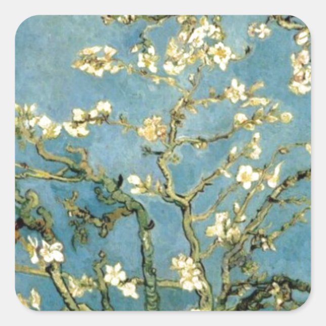 Blossoming Almond Tree by Van Gogh Square Sticker (Front)