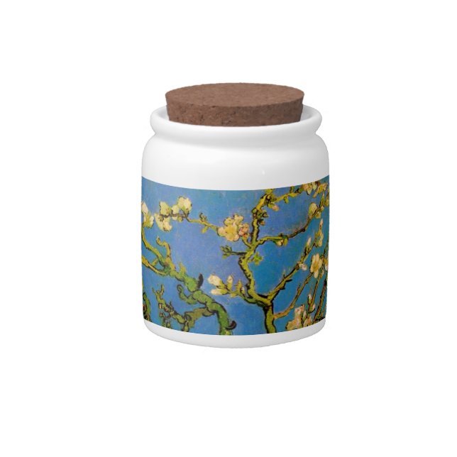 Blossoming Almond Tree by Vincent van Gogh Candy Jar (Front)