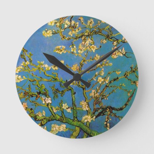 Blossoming Almond Tree by Vincent van Gogh Round Clock