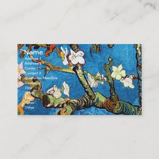Customizable Van Gogh Blossoming Almond Tree (F671) Fine Art Business Card Templates