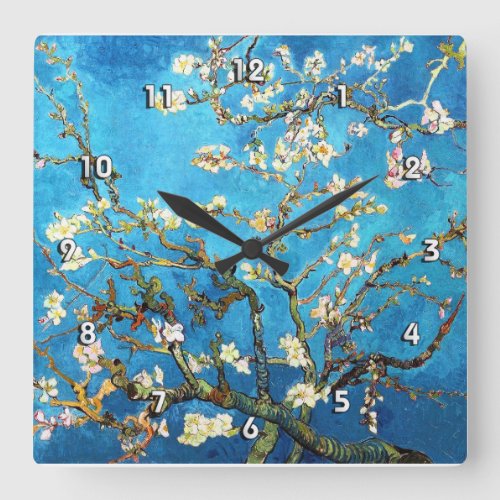 Blossoming Almond Tree Van Gogh Fine Art Square Wall Clock