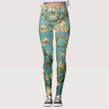 Blossoming Almond Tree Vintage Floral Van Gogh Leggings by lazyrivergreetings at Zazzle
