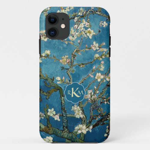Blossoming Almond Vintage Floral Van Gogh Monogram iPhone 11 Case