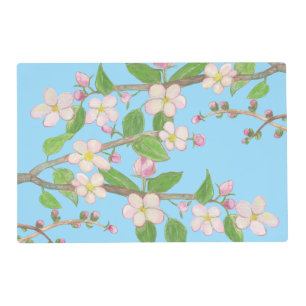 Blossoming Apple Tree Branch Sky Blue Placemat
