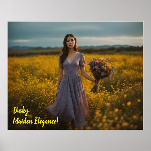 Blossoming Beauty A Maiden Amongst Wildflowers Poster