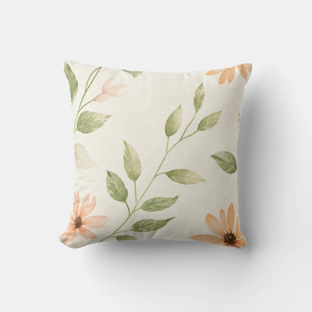 "Blossoming Beauty – Floral Pattern Square Pillow" Throw Pillow (Front)