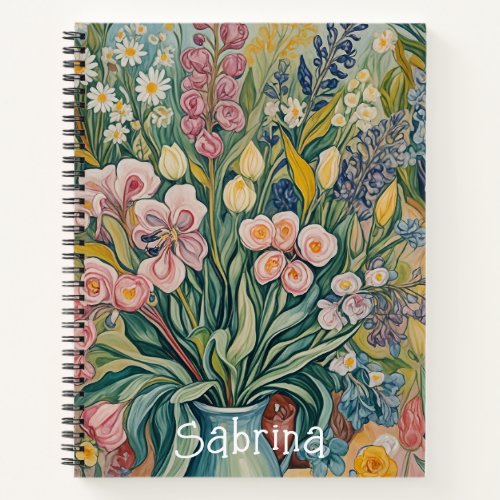 Blossoming Beauty Pastel Flowers in a Vase Notebook