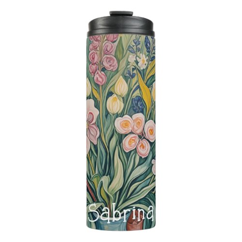 Blossoming Beauty Pastel Flowers in a Vase Thermal Tumbler