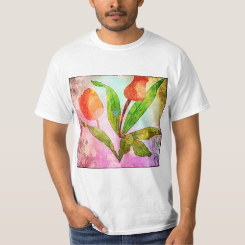 Blossoming Beauty Vibrant Roses  Lush Leaves T_Shirt
