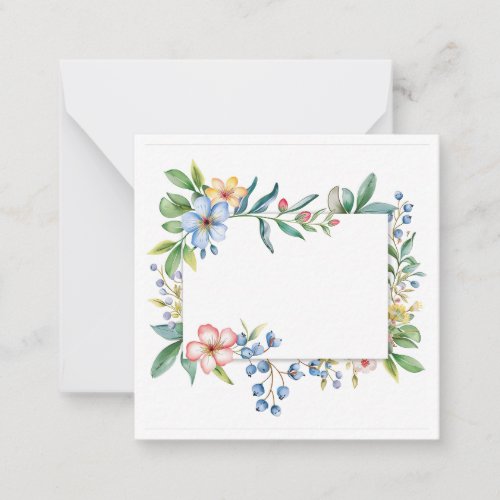 Blossoming Blue and Pink Floral Frame Note Card