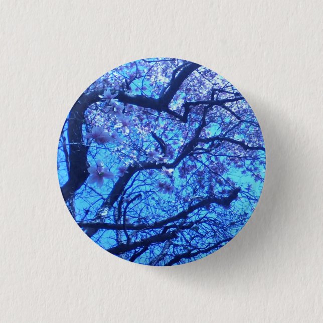 Blossoming Blue Branches Button (Front)
