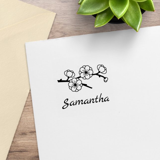Blossoming Branch Custom Name 1x1 Rubber Stamp (Creator Uploaded)