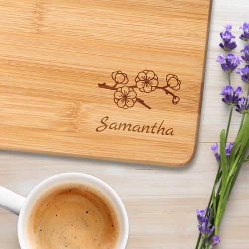 Blossoming Branch Custom Name Cutting Board