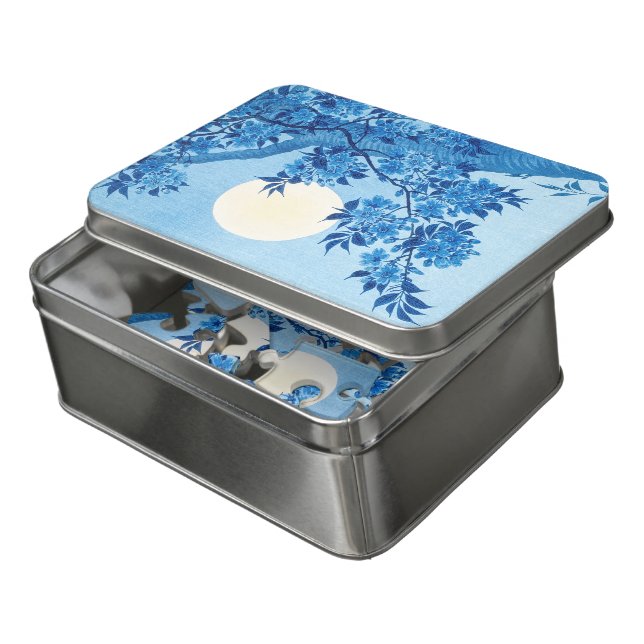 Blossoming Cherry on a Moonlit Night Ohara Koson - Jigsaw Puzzle (Lid Open)