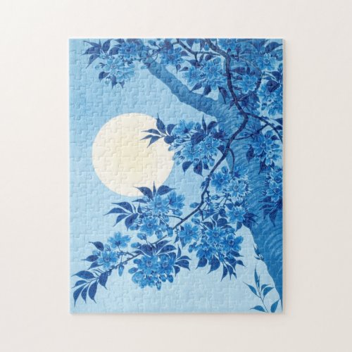 Blossoming Cherry on a Moonlit Night Ohara Koson _ Jigsaw Puzzle