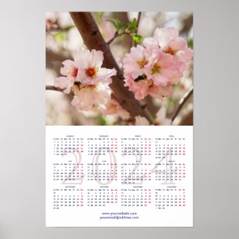 Blossoming Cherry Tree Calendar 2024 With Holidays Poster by Stangrit at Zazzle