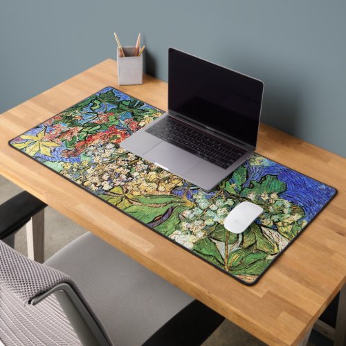 Blossoming Chestnut Branches by Vincent van Gogh Desk Mat