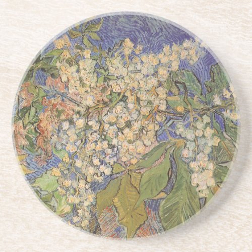 Blossoming Chestnut Branches by Vincent van Gogh Sandstone Coaster