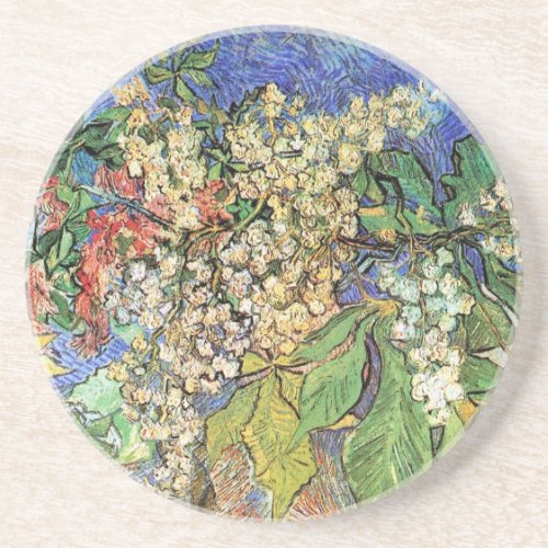 Blossoming Chestnut Branches by Vincent van Gogh Sandstone Coaster