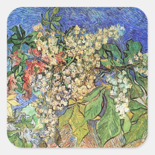 Blossoming Chestnut Branches by Vincent van Gogh Square Sticker