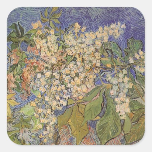 Blossoming Chestnut Branches by Vincent van Gogh Square Sticker