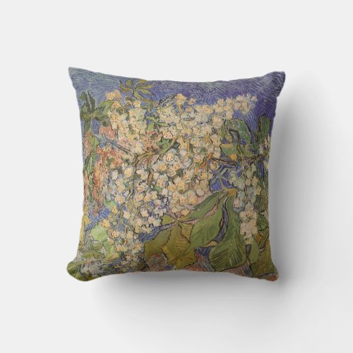 Blossoming Chestnut Branches by Vincent van Gogh Throw Pillow